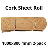 Cork Sheet Roll - 1000x800mm - 4mm - Décor/DIY - 2 pack