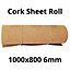 Cork Sheet Roll - 1000x800mm - 6mm - Décor/DIY