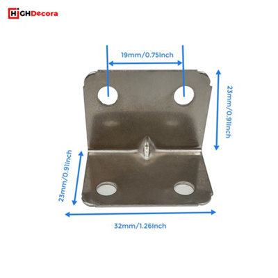 Corner Angle L Shape Brace and L Metal Chrome Brackets for Wood, Shelves, Furniture Fixation, and DIY Projects. (40, 0.6mm)