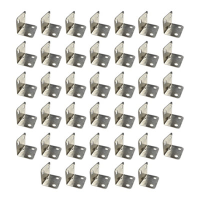 Corner Angle L Shape Brace and L Metal Chrome Brackets for Wood, Shelves, Furniture Fixation, and DIY Projects. (40, 0.6mm)