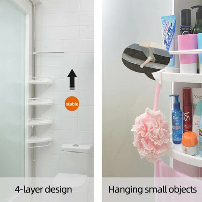 Corner Bathroom Shelves Shower Caddy, 4 Tiers Telescopic Height Adjustable  No Drilling