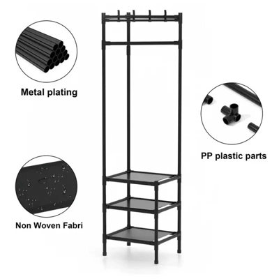 Corner Clothing Rack , Coat and Hat Stand with Storage