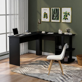 Corner Desk for Home Office L-Shaped Desk Gaming Desk Large Computer Desk Study Gaming Table Workstation, Easy to Assemble (Black)