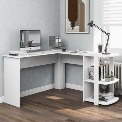 White l store shaped gaming desk
