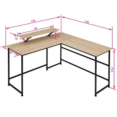 Corner Desk Melrose (140x130x76.5cm) - industrial wood light, oak Sonoma