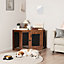 Corner Dog Cage Dog House with Lockable Door and Cushion
