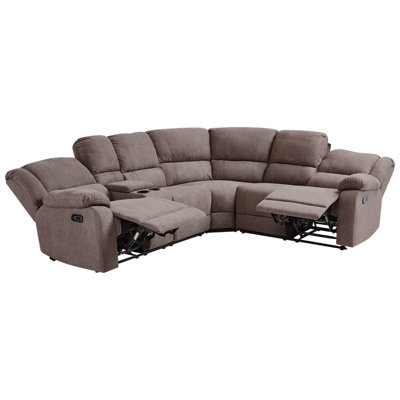 Corner Fabric Electric Recliner Sofa with USB Port Beige ROKKE