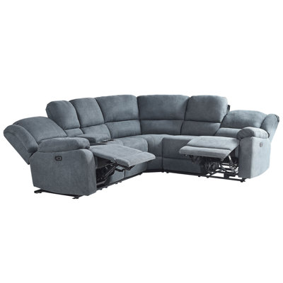 Corner Fabric Electric Recliner Sofa with USB Port Grey ROKKE