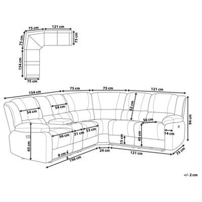 Corner Fabric Manual Recliner Sofa Beige ROKKE