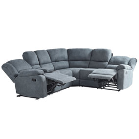 Corner Fabric Manual Recliner Sofa Grey ROKKE