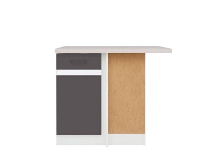 Corner Kitchen Base Cabinet 100cm 1000 Right Lower Cupboard Grey White Junona