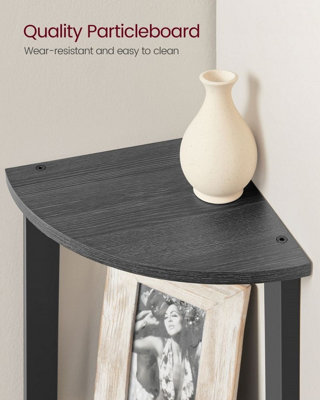 Corner Ladder Shelf for Living Room, 5-Tier Plant Holder and Storage Unit, Charcoal Grey and Matt Black