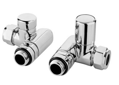 Corner Minimalist Dual Fuel Round Radiator Valves, Sold in Pairs - Chrome - Balterley