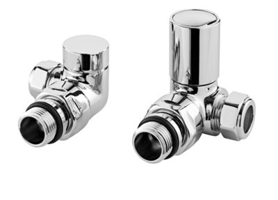 Corner Minimalist Round Radiator Valves, Sold in Pairs - Chrome