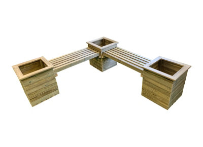 Corner Planter Bench - Timber - L194 x W194 x H55 cm - Minimal Assembly Required