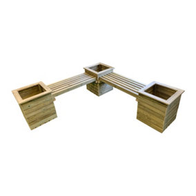 Corner Planter Bench - Timber - L194 x W194 x H55 cm - Minimal Assembly Required