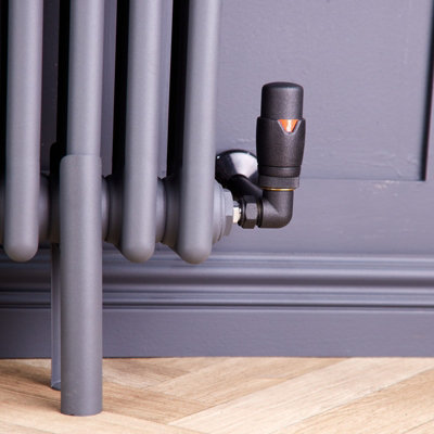 Corner Round Thermostatic Radiator Valve & Lockshield 15mm x 1/2 inch ...
