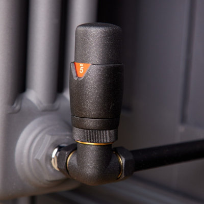 Corner Round Thermostatic Radiator Valve & Lockshield 15mm x 1/2 inch ...