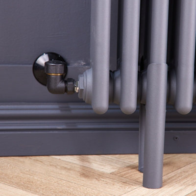 Corner Round Thermostatic Radiator Valve & Lockshield 15mm x 1/2 inch ...
