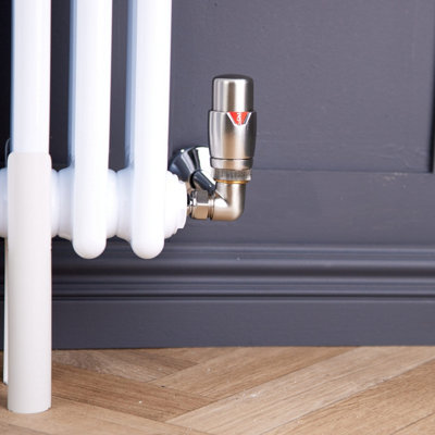 Corner Round Thermostatic Radiator Valve & Lockshield 15mm x 1/2 inch ...