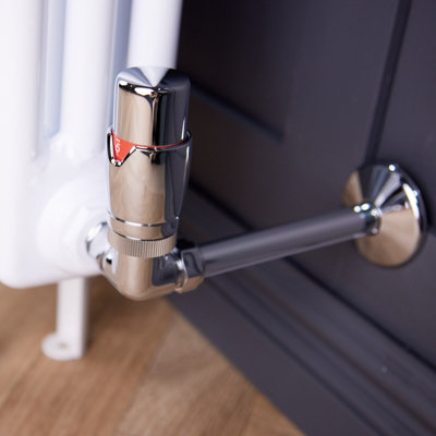 Corner Round Thermostatic Radiator Valve & Lockshield 15mm x 1/2 inch ...