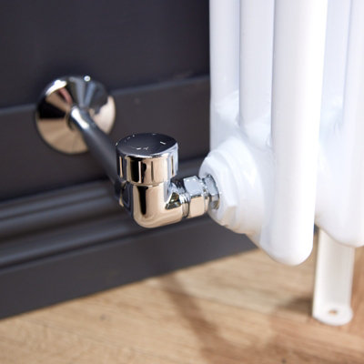 Corner Round Thermostatic Radiator Valve & Lockshield 15mm x 1/2 inch ...