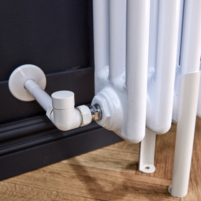 Corner Round Thermostatic Radiator Valve & Lockshield 15mm x 1/2 inch ...