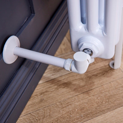 Corner Round Thermostatic Radiator Valve & Lockshield 15mm x 1/2 inch ...