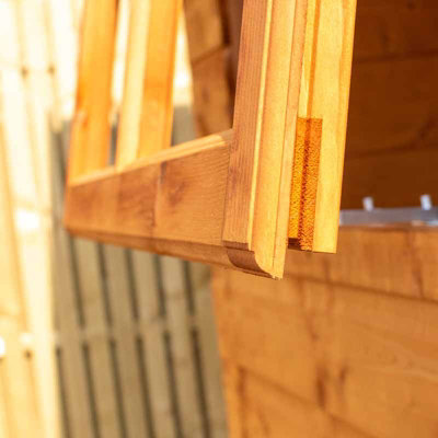 Corner Shed Double Doors Tongue and Groove Garden Shed Workshop Approx 7 x 7 Feet - Honey Brown Timber Basecoat - 6