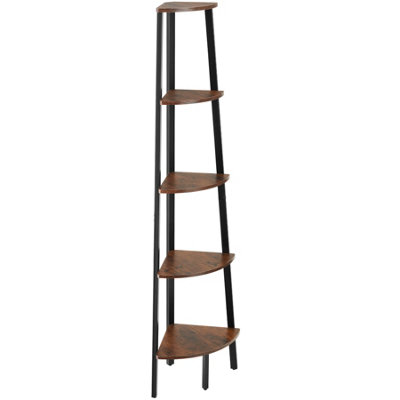 Corner Shelf Portland - 5 tiers - Industrial wood dark, rustic