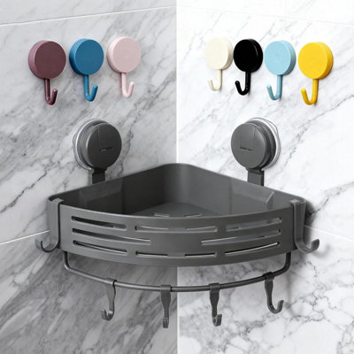 Corner Shower Caddy Suction Cup, Shower Shelf Coner No Drilling ...
