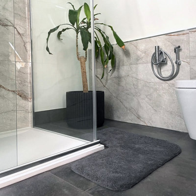 Corner Shower Mat 100% Cotton - Charcoal