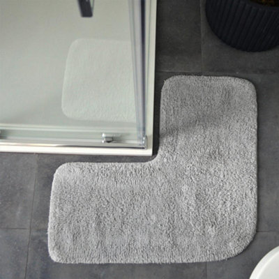 Corner Shower Mat 100% Cotton - Dove Grey
