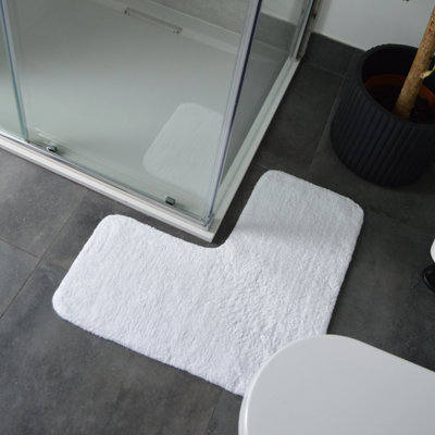 Corner Shower Mat 100% Cotton - White