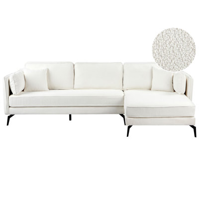 Corner Sofa 3 Seater ALTAN Boucle Off-White Left Hand