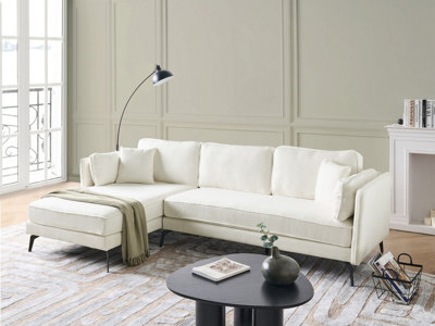 Corner Sofa 3 Seater ALTAN Boucle Off-White Right Hand