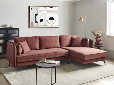 Corner Sofa 3 Seater ALTAN Fabric Burgundy Left Hand