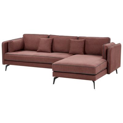 Corner Sofa 3 Seater ALTAN Fabric Burgundy Left Hand