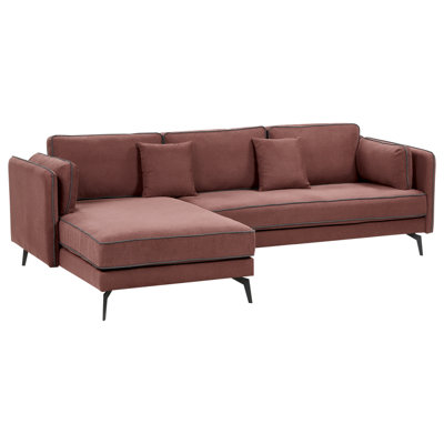 Corner Sofa 3 Seater ALTAN Fabric Burgundy Right Hand