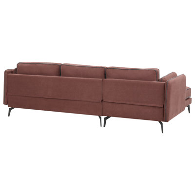 Corner Sofa 3 Seater ALTAN Fabric Burgundy Right Hand
