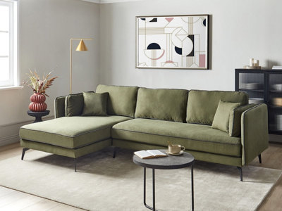 Corner Sofa 3 Seater ALTAN Fabric Green Right Hand
