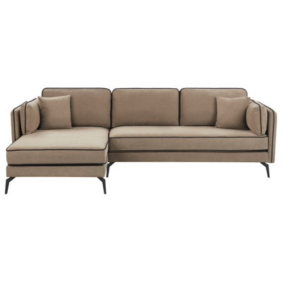 Corner Sofa 3 Seater ALTAN Fabric Light Brown Right Hand