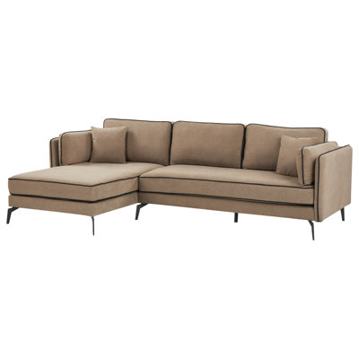 Corner Sofa 3 Seater ALTAN Fabric Light Brown Right Hand