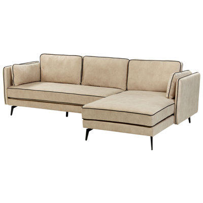 Corner Sofa 3 Seater ALTAN Velvet Beige Left Hand