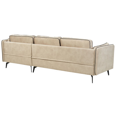 Corner Sofa 3 Seater ALTAN Velvet Beige Left Hand