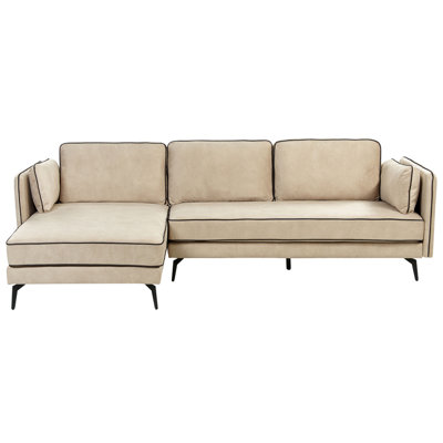 Corner Sofa 3 Seater ALTAN Velvet Beige Right Hand