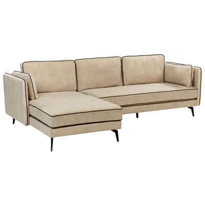 Corner Sofa 3 Seater ALTAN Velvet Beige Right Hand