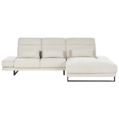 Corner Sofa 4 Seater IKAST Fabric Light Beige Left Hand
