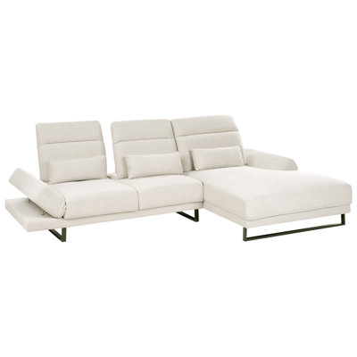 Corner Sofa 4 Seater IKAST Fabric Light Beige Left Hand