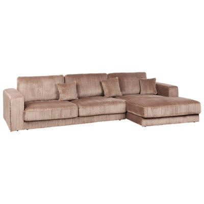 Corner Sofa 4 Seater LOFOTEN Corduroy Light Brown Left Hand